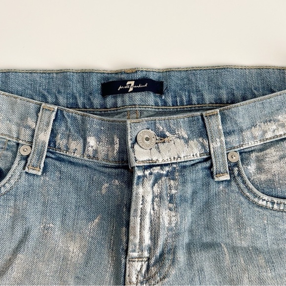 7 for All Mankind Carlie Silver Foil Metallic Cutoff Shorts | Size 25 - Picture 3 of 6